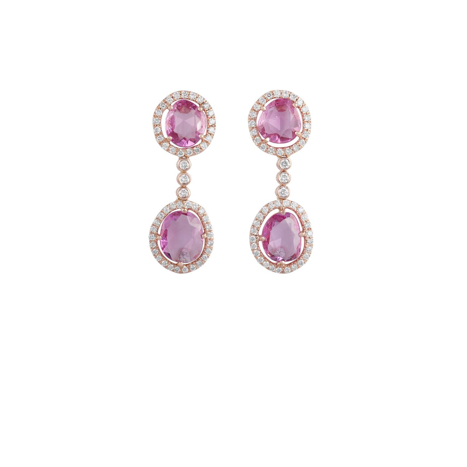 Rose Cut Pink Sapphire - 5.30 Carat
Round Shaped Diamond - 0.77 Carat
18 Karat Rose Gold - 4.82 Grams
