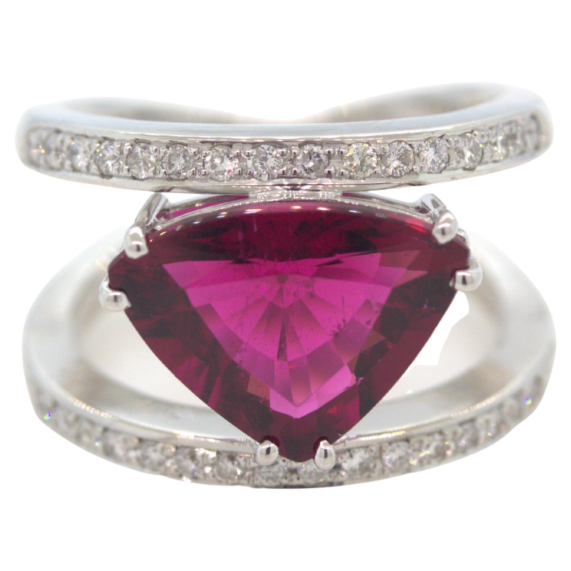 5.30 Carat Rubellite Tourmaline Diamond Gold Ring