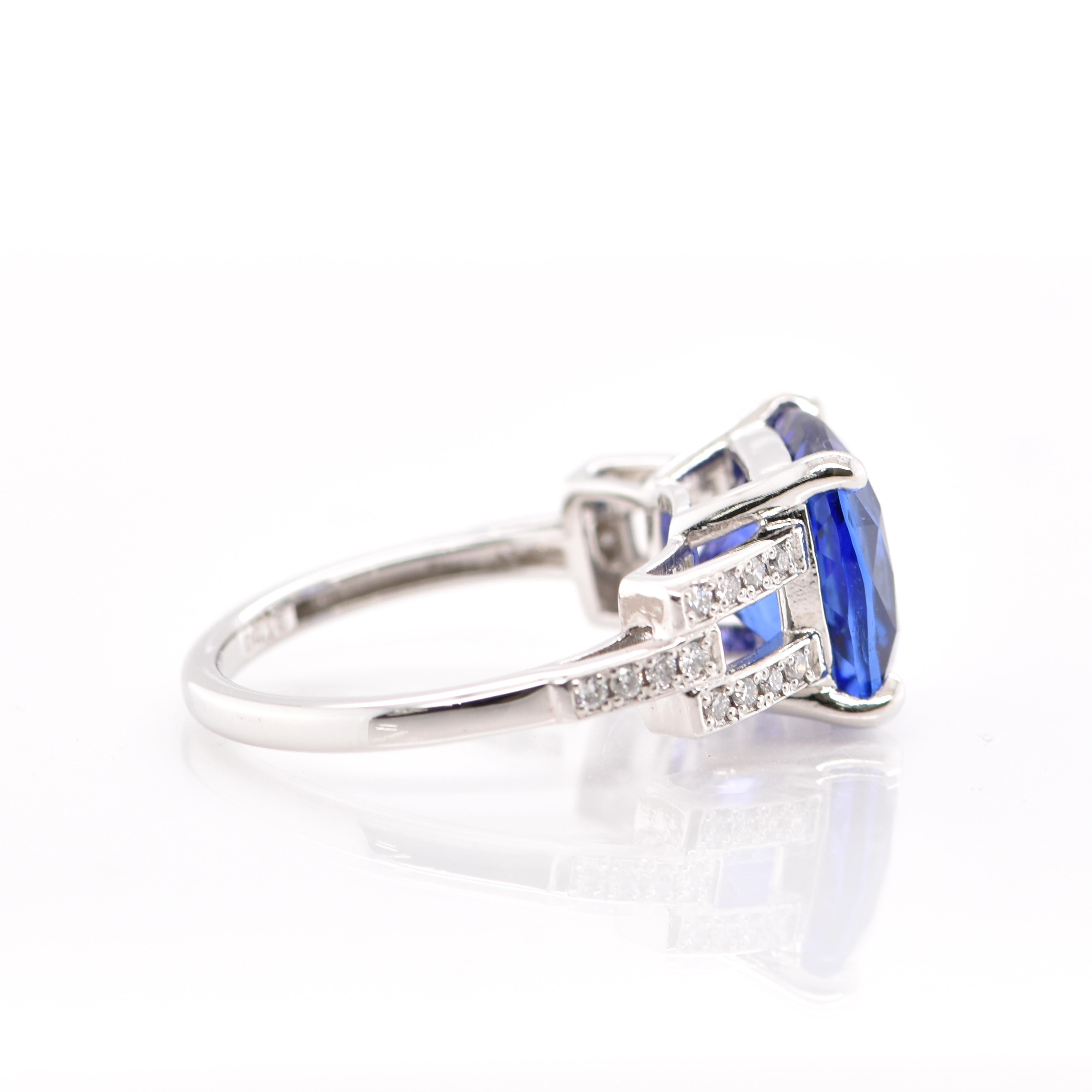 5.30 Carat Tanzanite and Diamond Cocktail Ring Set in Platinum In New Condition In Tokyo, JP