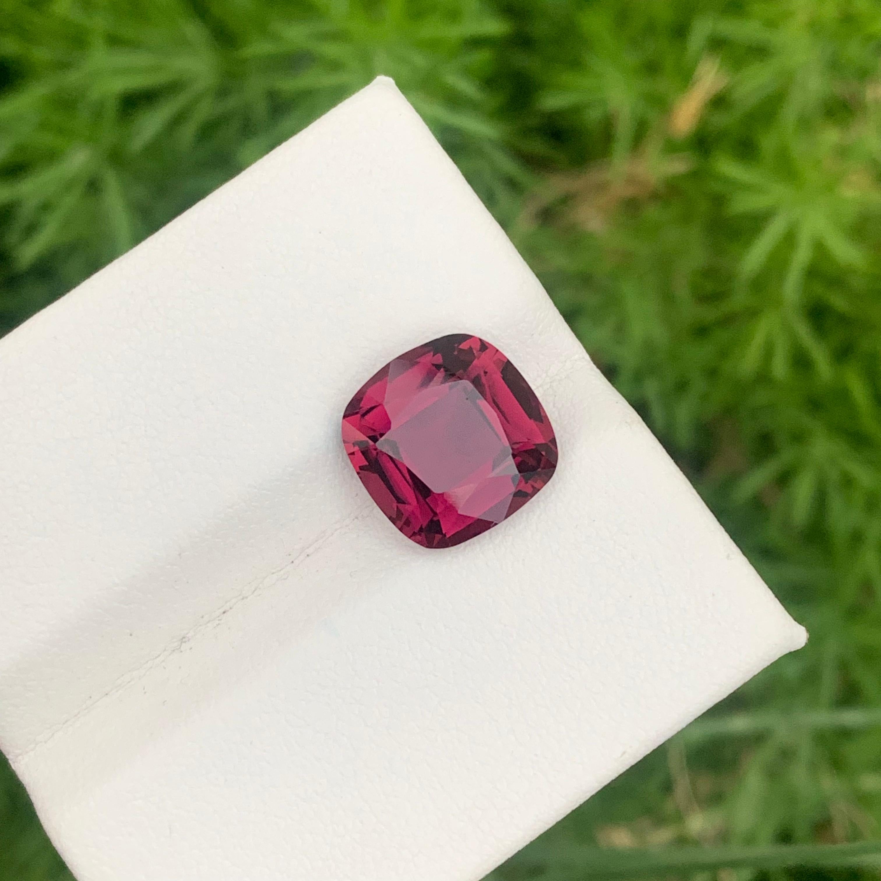 Faceted Rubellite Tourmaline 
Weight: 5.30 Carats
Dimensions: 11.8x11.7x6.7 Mm
Origin: Kunar Afghanistan
Shape: Cushion
Color: Pink Red
Treated: Non / Natural 
Certificate: On Customer Demand 
.
Rubellite is a specific variety of tourmaline, which