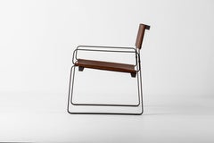5:30 Loungesessel, Naturleder, Stahlgestell, hellbraun getönt
