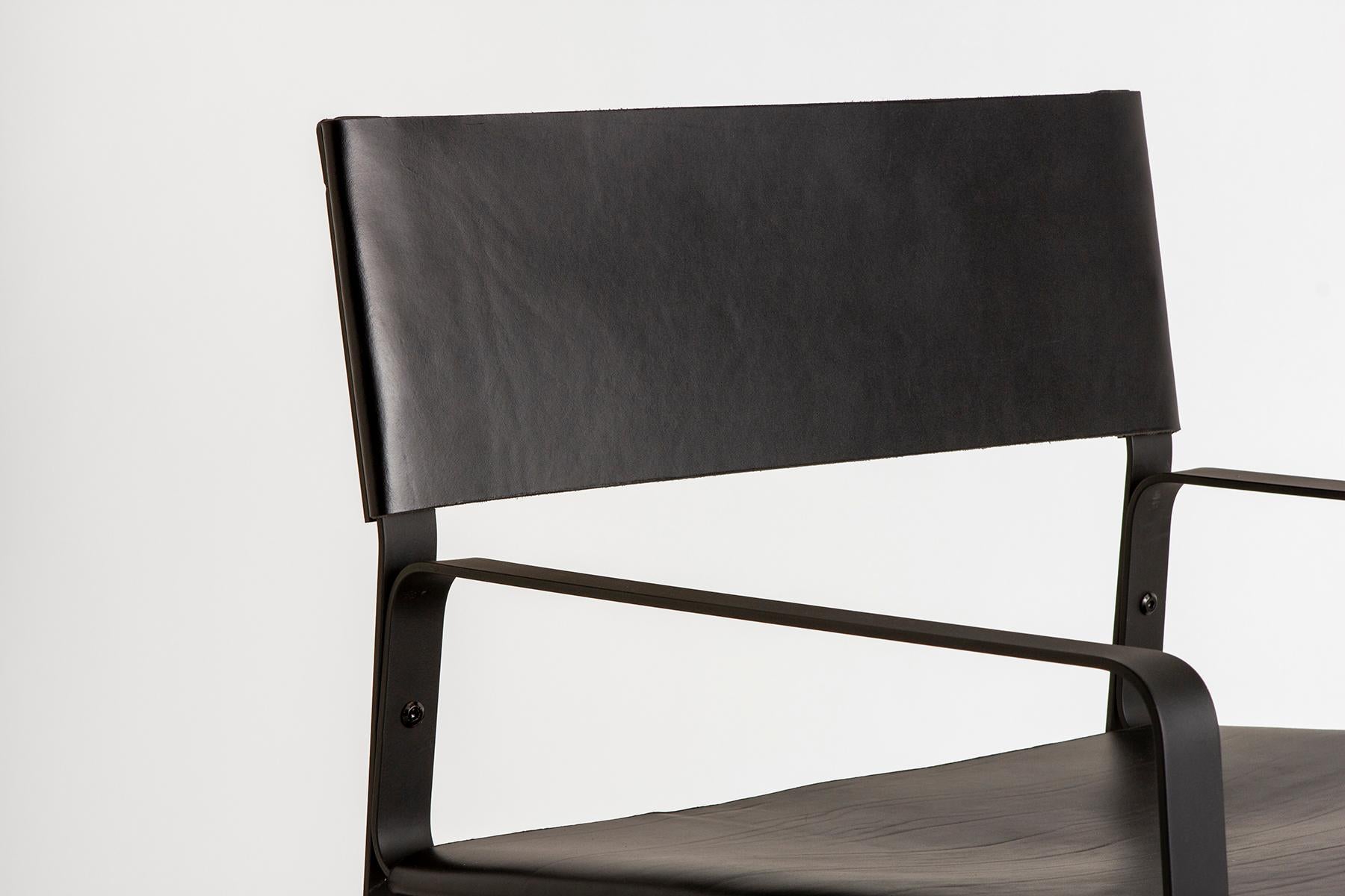 Australien 5:30 Chaise longue:: cuir tanné naturel:: cadre en acier:: noir en vente