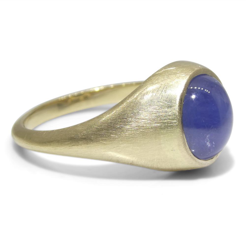 Anello con zaffiro blu da 5,30 carati in oro giallo 14 ct. in vendita 4