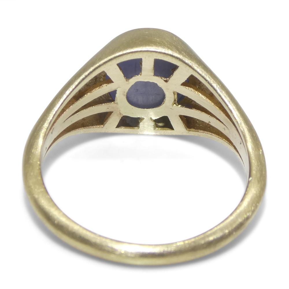 Anello con zaffiro blu da 5,30 carati in oro giallo 14 ct. in vendita 5