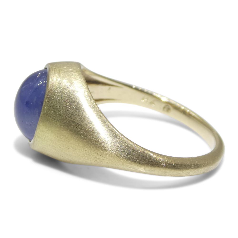 Anello con zaffiro blu da 5,30 carati in oro giallo 14 ct. in vendita 6