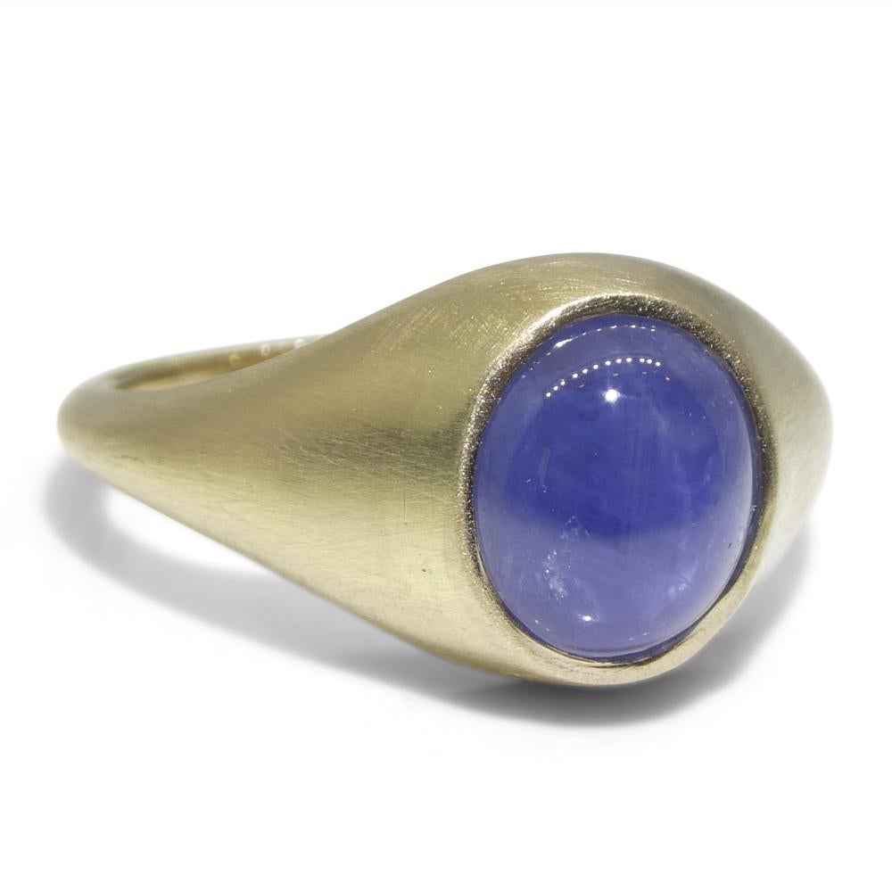 Anello con zaffiro blu da 5,30 carati in oro giallo 14 ct. in vendita 2