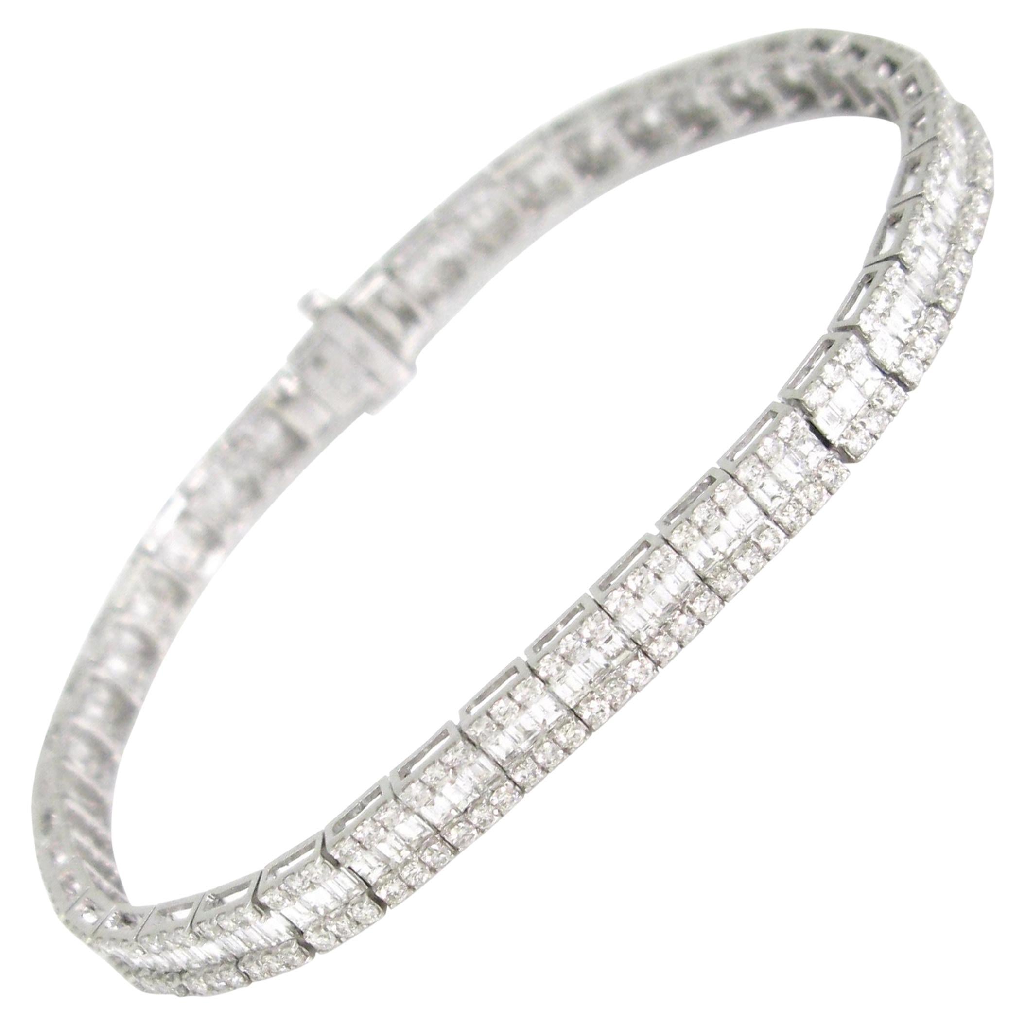 5.30ct Diamonds Line Tennis Bracelet, 18kt White Gold
