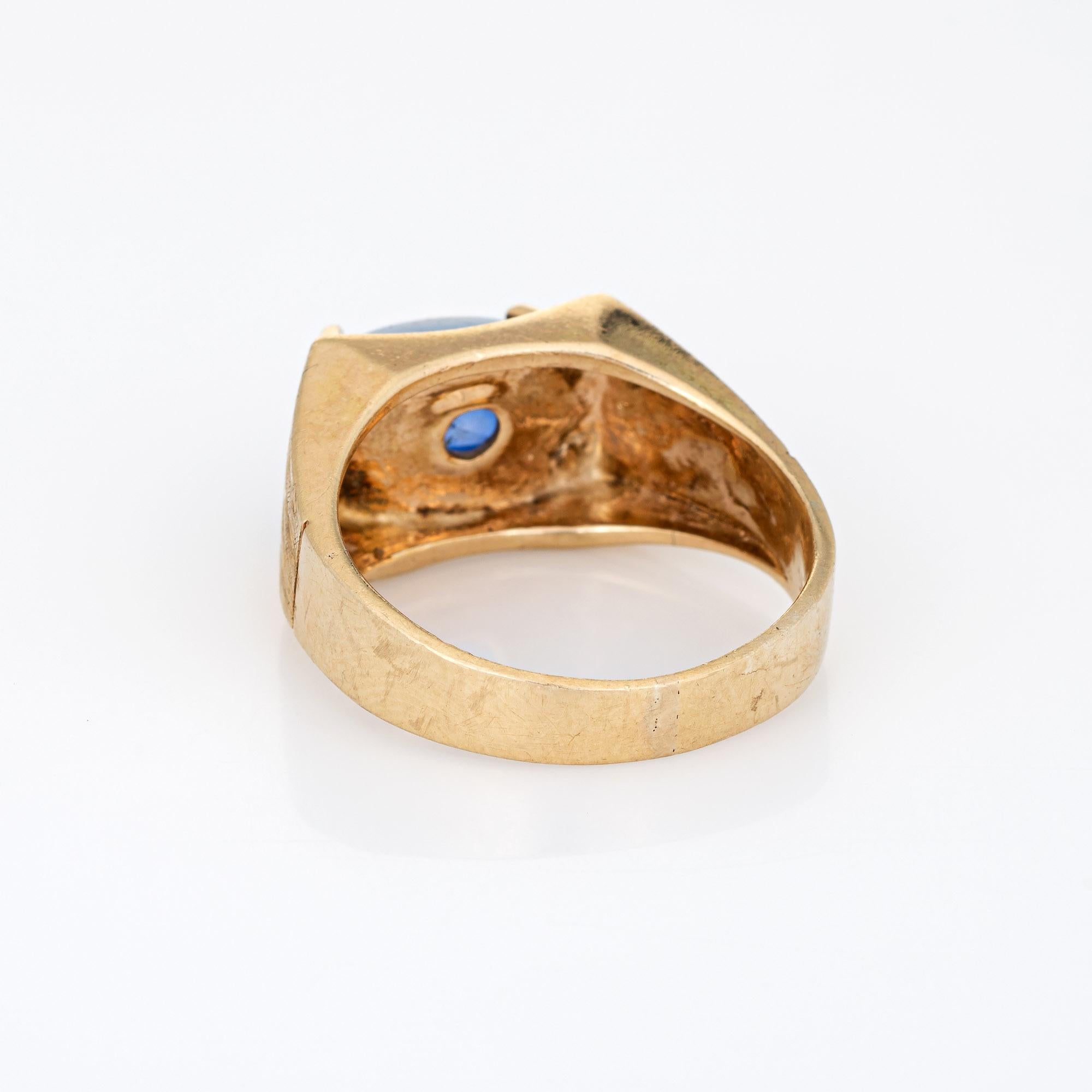 5,30 Karat natürlicher Ceylon Sternsaphir Ring Vintage 14k Gold Gr. 9 CERT No Heat, Vintage  im Zustand „Gut“ im Angebot in Torrance, CA