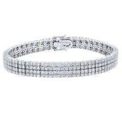 530 carat 5.30 Carat Four-Row Diamond Pave Ladies Bracelet 18 Karat White Gold