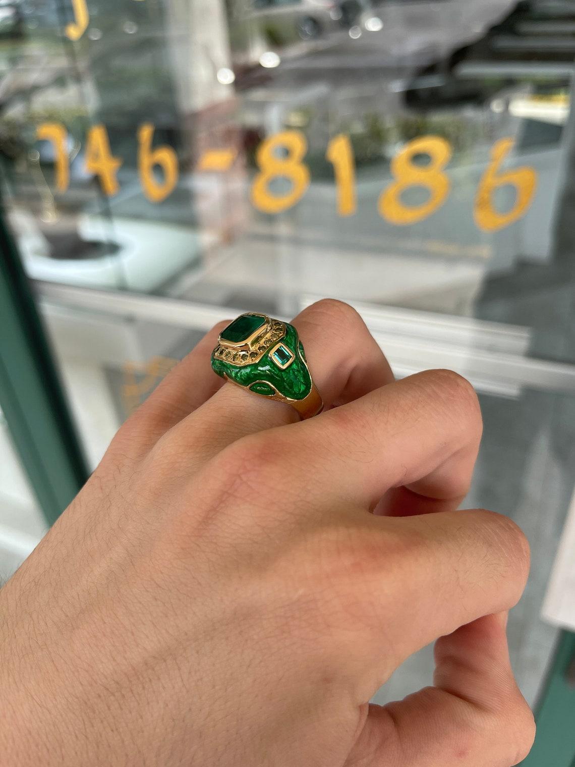 green diamond ring for men