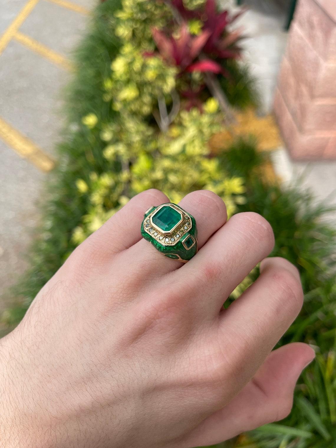 green diamond men ring