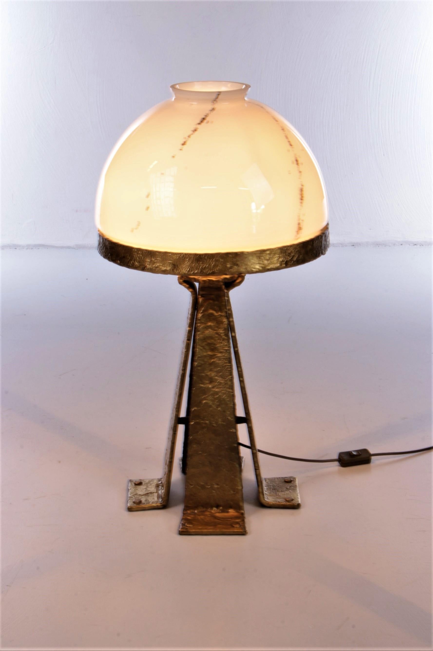 Brutalist  Brutalisch Floor Lamp Made of Metal with Glass, 1970 For Sale