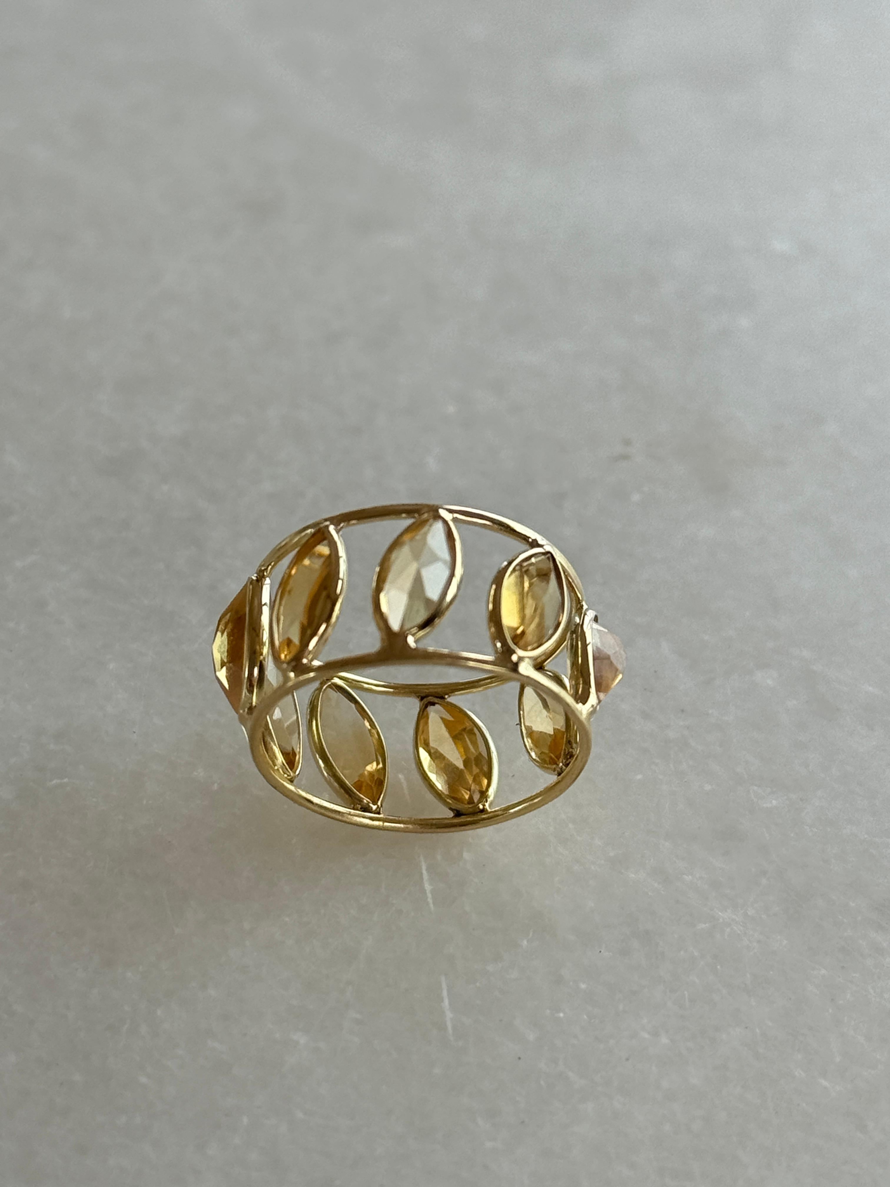 Taille Marquise Bracelet éternel en or jaune 14K de 5,31 carats de citrine en vente