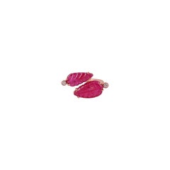 5.31 Carat Cocktail Leaf Ruby Ring in 18 K Gold