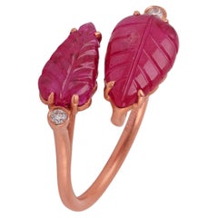 Bague feuille de cocktail en or 18 carats et rubis de 5,31 carats 