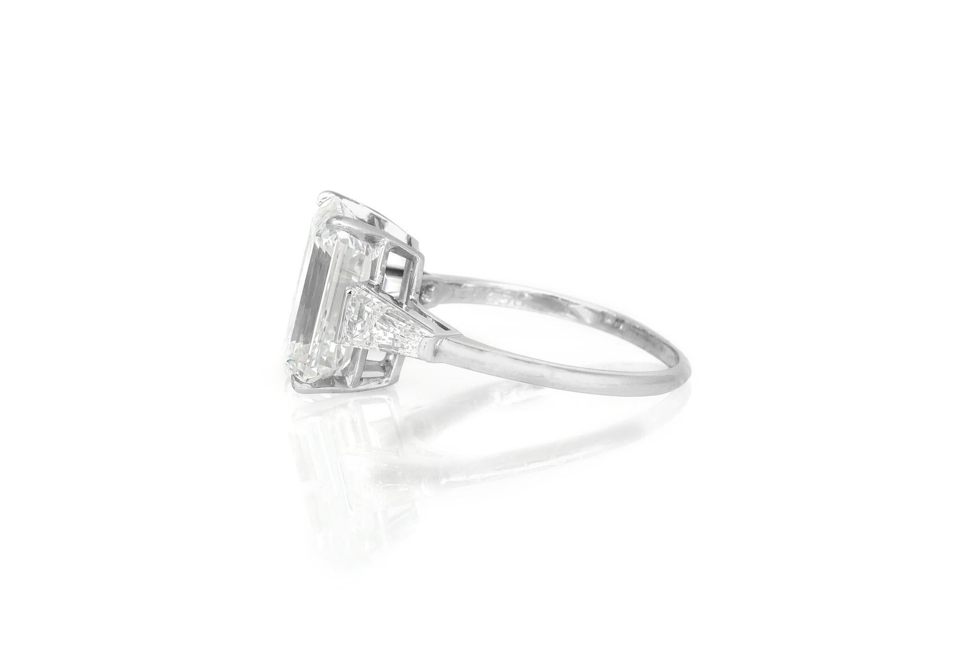 5.31 Carat Emerald Cut Diamond Engagement Ring In Good Condition For Sale In New York, NY