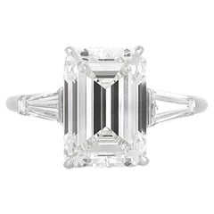 5.31 Carat Emerald Cut Diamond Engagement Ring