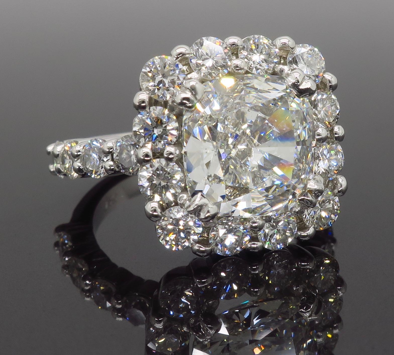 5.31 Carat GIA Certified Diamond Halo Ring 4