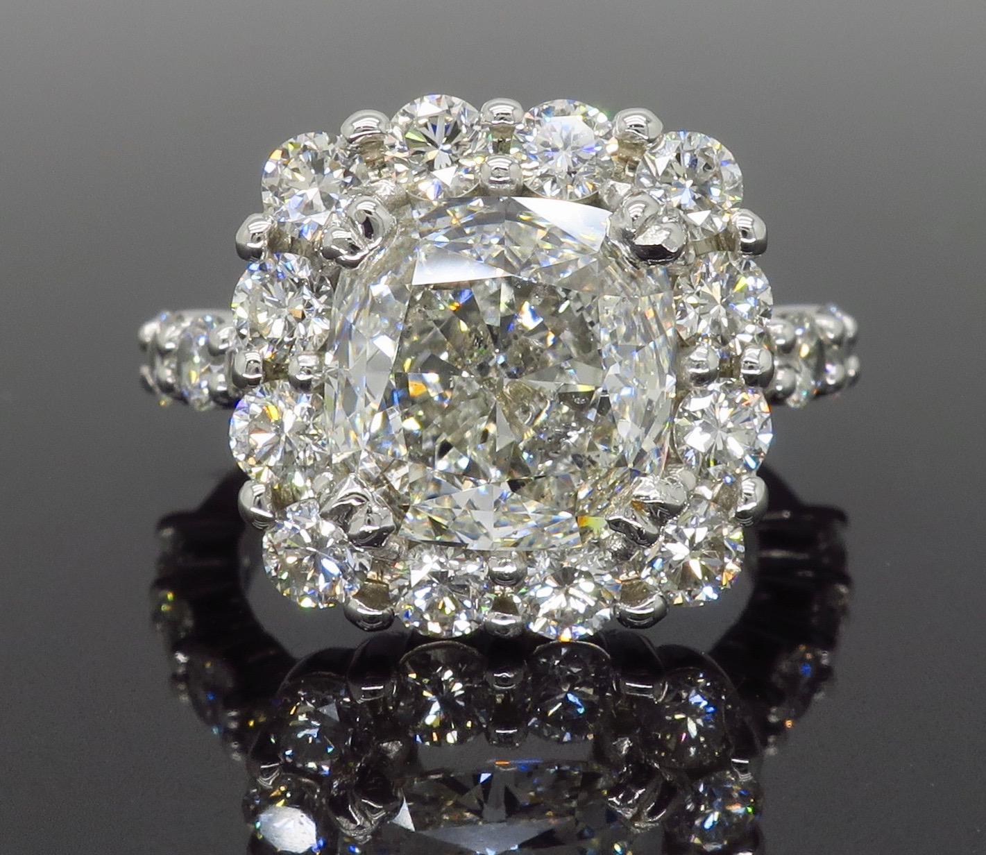 5.31 Carat GIA Certified Diamond Halo Ring In New Condition In Webster, NY