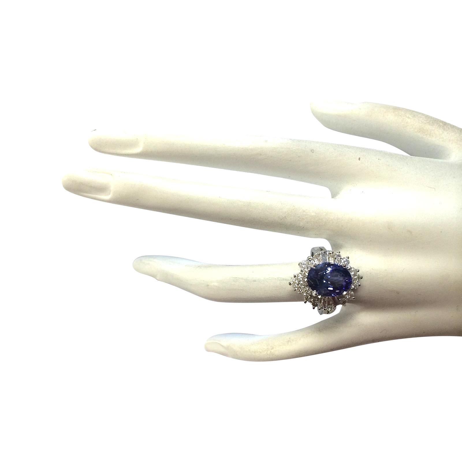 Tanzanite Diamond Ring In 14 Karat White Gold In New Condition For Sale In Los Angeles, CA