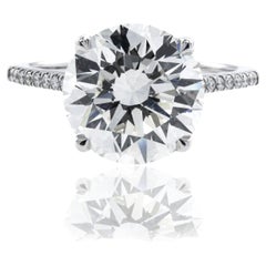 5.31 Carat Round Brilliant Diamond Ring Brilliant White 14K White Gold