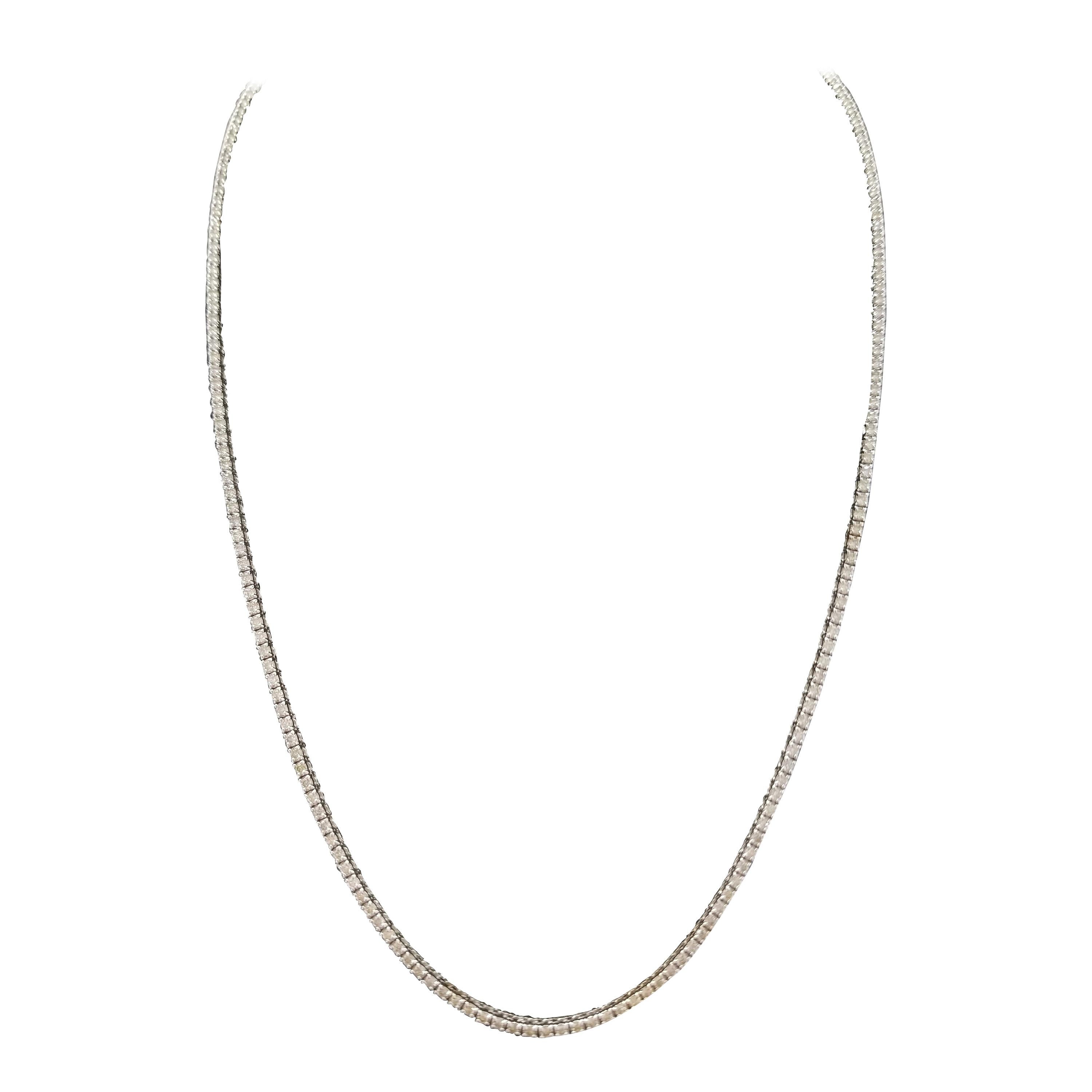 5.31 Carat Round Diamond White Gold Tennis Necklace