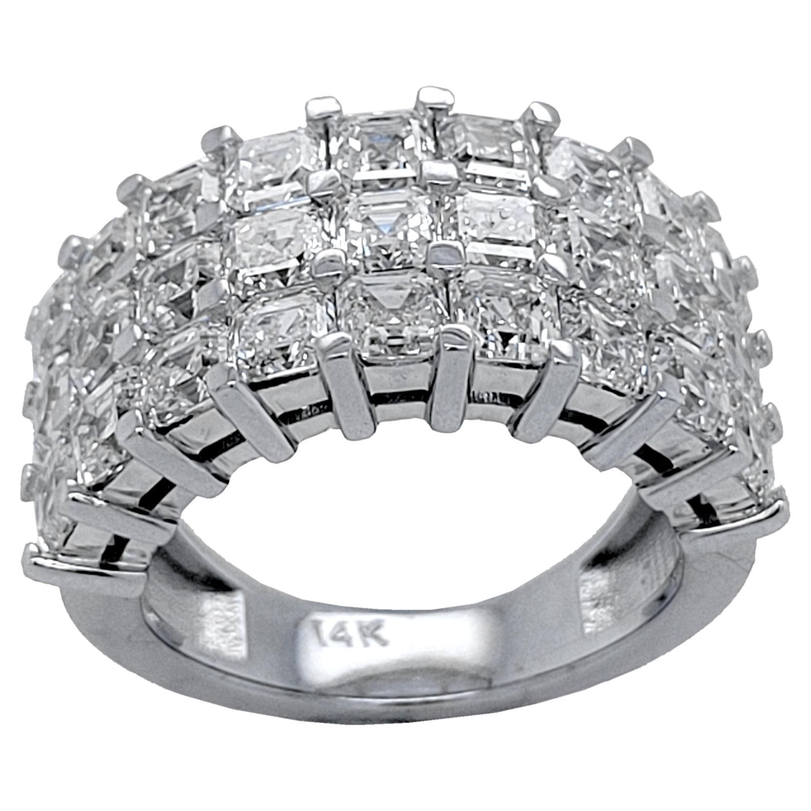 5.31 Ct 3 Row Asscher Cut 'Square Emerald Cut' Diamond Anniversary Ring