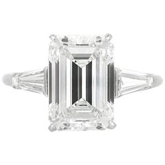 5.31 Carat Emerald Cut Diamond Engagement Ring