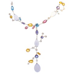 53.12 Carat Total Gemstone Necklace with Removable Pendant in 18 Karat Gold