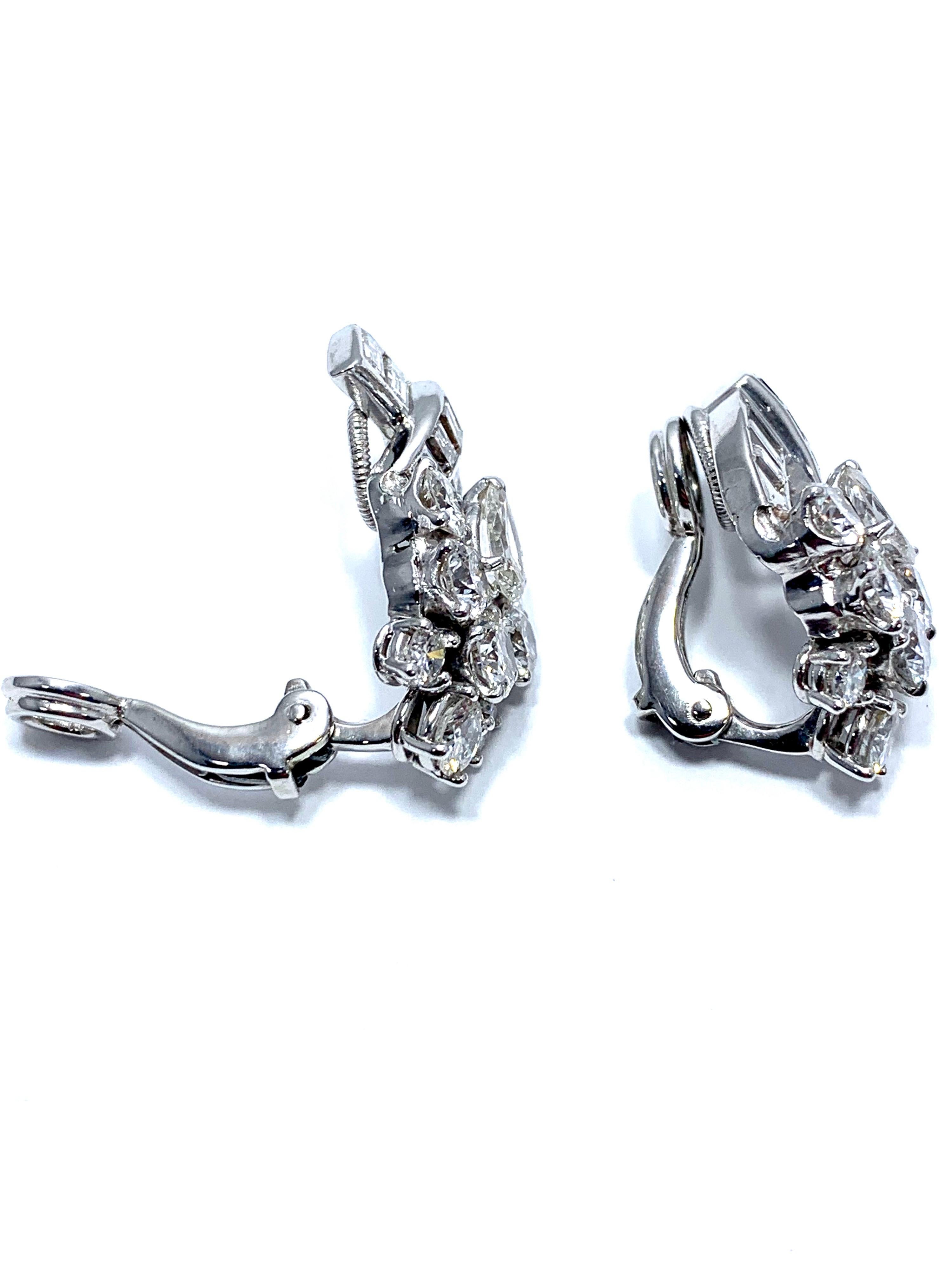 5,32 Karat Diamant und Platin-Ohrclips im Zustand „Hervorragend“ im Angebot in Chevy Chase, MD