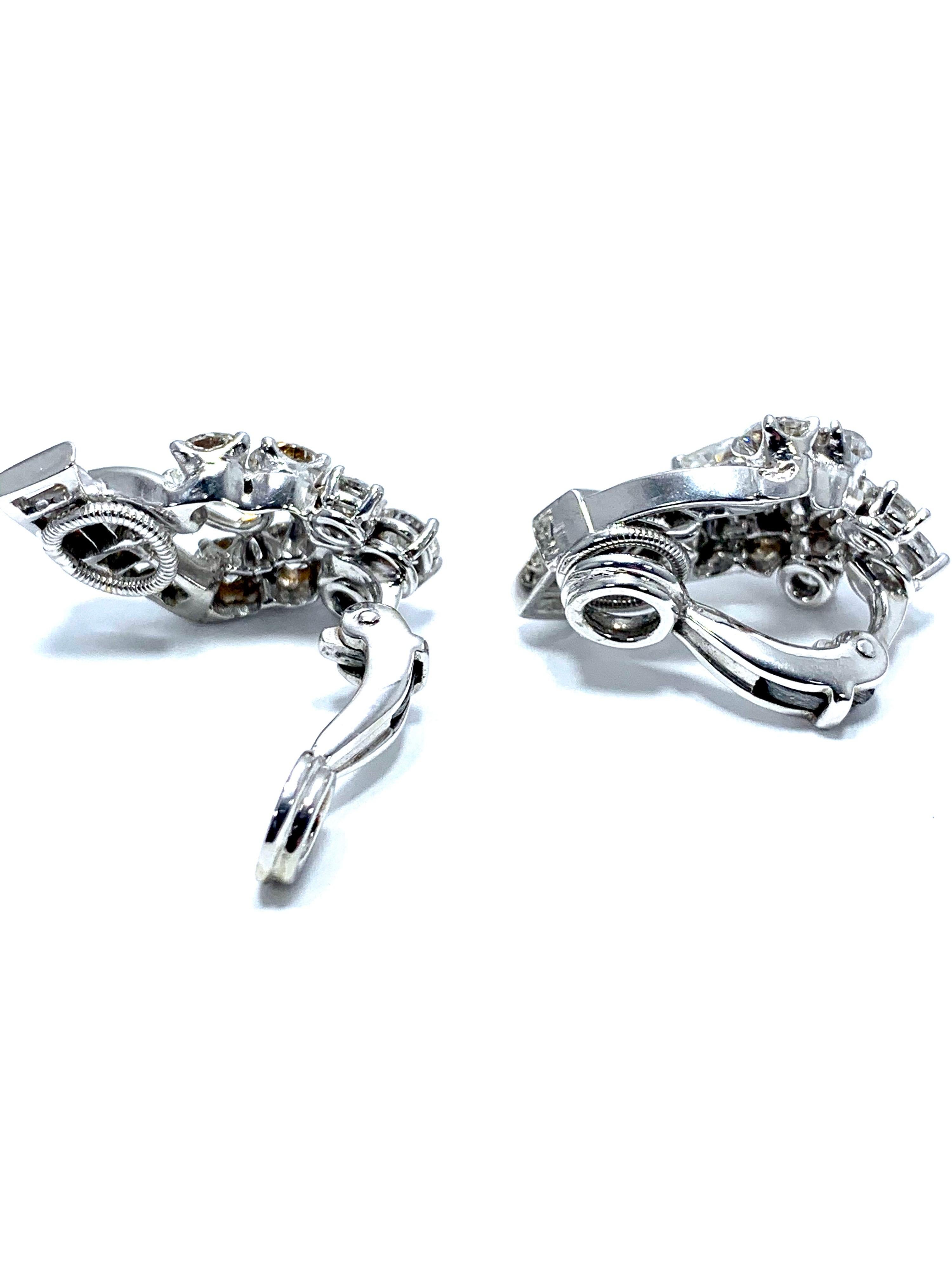 5.32 Carat Diamond and Platinum Clip Earrings In Excellent Condition For Sale In Chevy Chase, MD