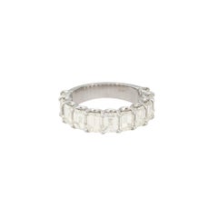 5.32 Carat Emerald Cut 3/4 Diamond Wedding Band 18 Karat in Stock