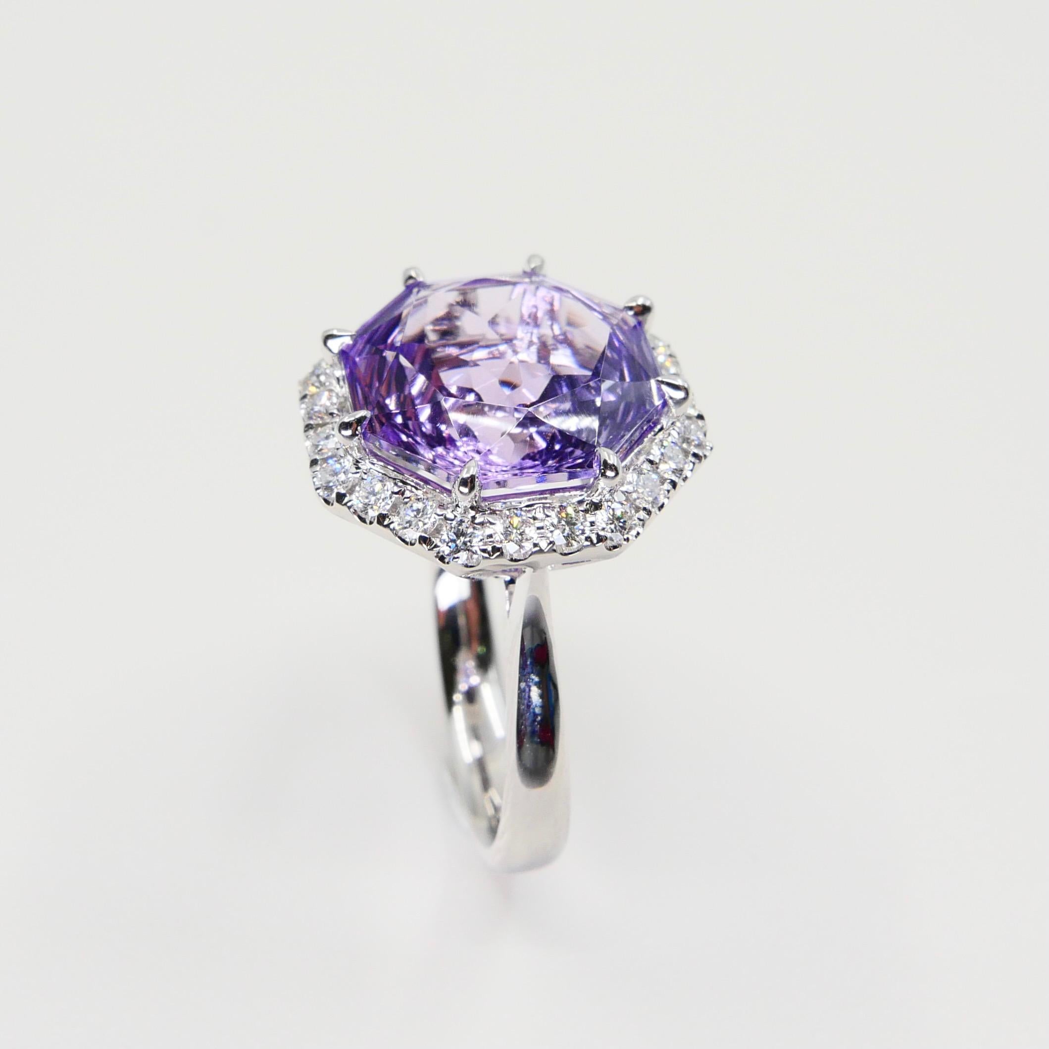 5.32 Carat Flower Cut Amethyst and Diamond Cocktail Ring, Statement Ring In New Condition In Hong Kong, HK