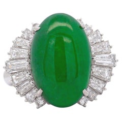 Bague Ballerina en platine filigrané de 5,32 carats de jadeite naturelle et de diamants