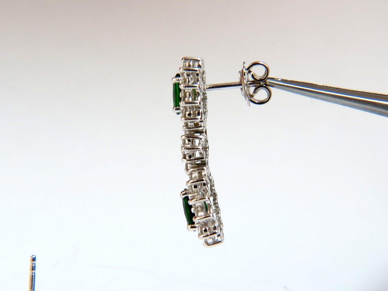 5.32 Carat Natural Vivid Green Tsavorite Diamond Earrings 14 Karat Halo Dangle For Sale 2