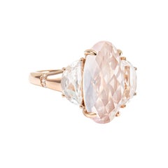 Sunita Nahata Rose Quartz 5.32ct. Antique Ring in 18KRG with Topaz & Diamond