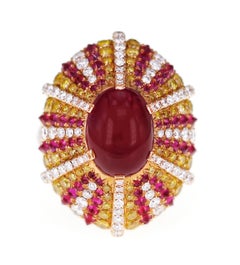 5.32 Carat Ruby with Fancy Vivid Yellow Diamond Ring