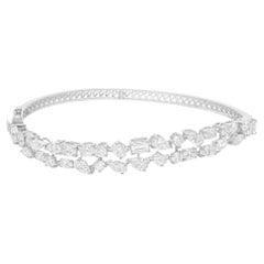 5.32 Carat SI Clarity HI Color Diamond Curve Bangle Bracelet 18 Karat White Gold