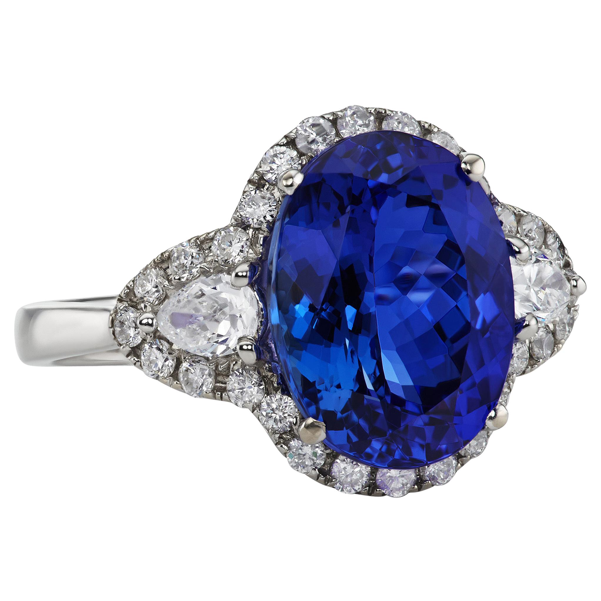5.32 Carat Tanzanite and Diamond Cocktail Ring For Sale