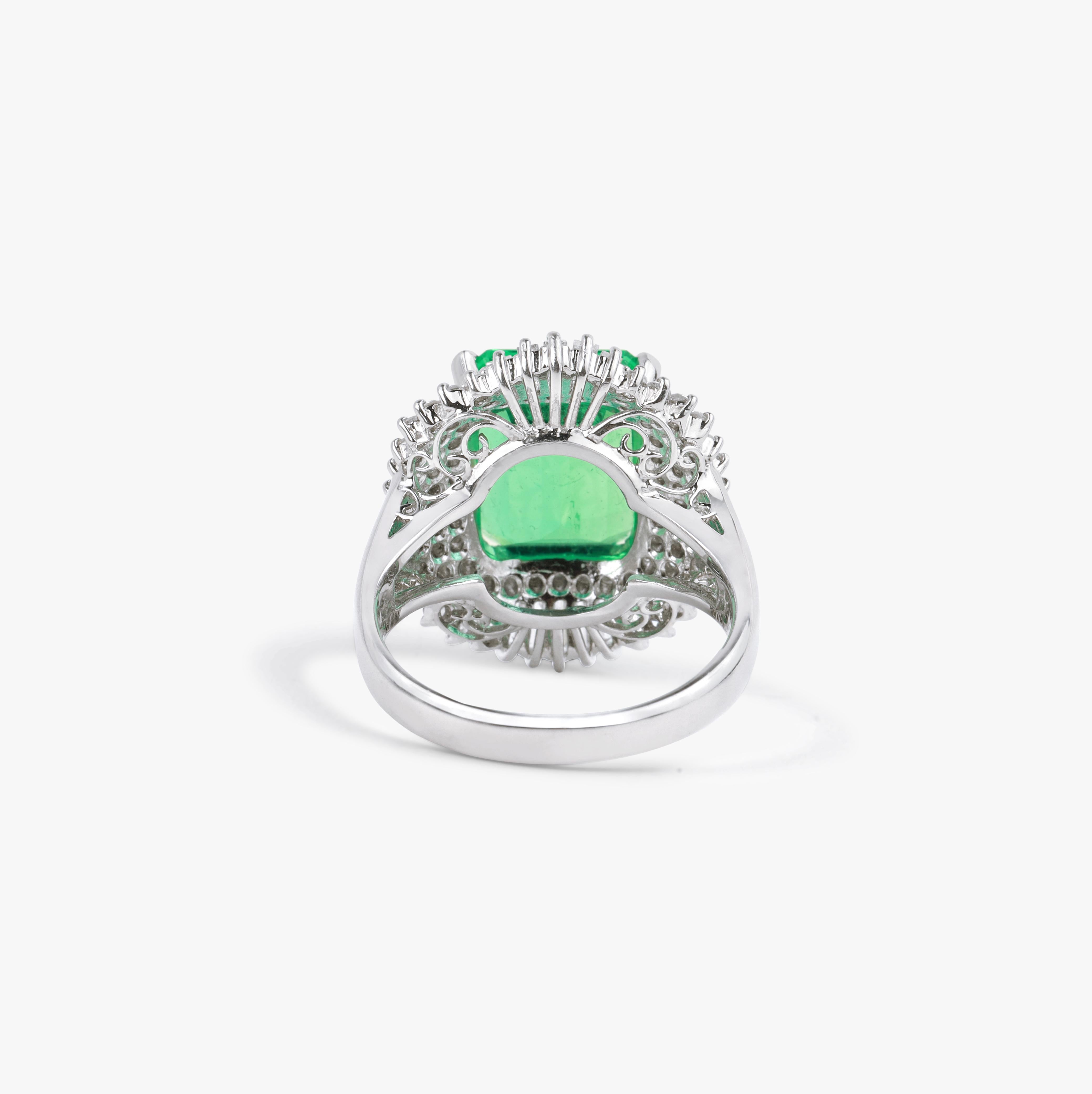 5 Carats Colombian Emerald Diamond Cocktail Engagement Ring in Platinum

Same design can be made also with other custom gemstones per request.

Product details:

- Diamond - approx. 1.05carat

- Emerald - approx. 5.32 carat

- 10.9 grams gold

-