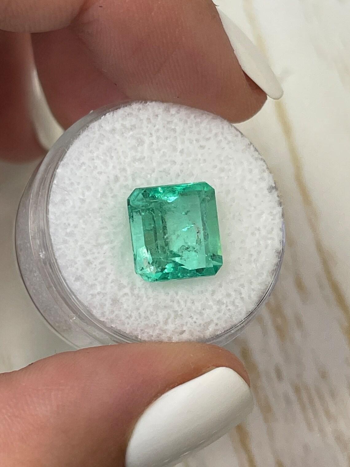 5.32ct Glowy Green Asscher Cut Muzo Emerald 10x10 Genuine May Birthstone In New Condition For Sale In Jupiter, FL