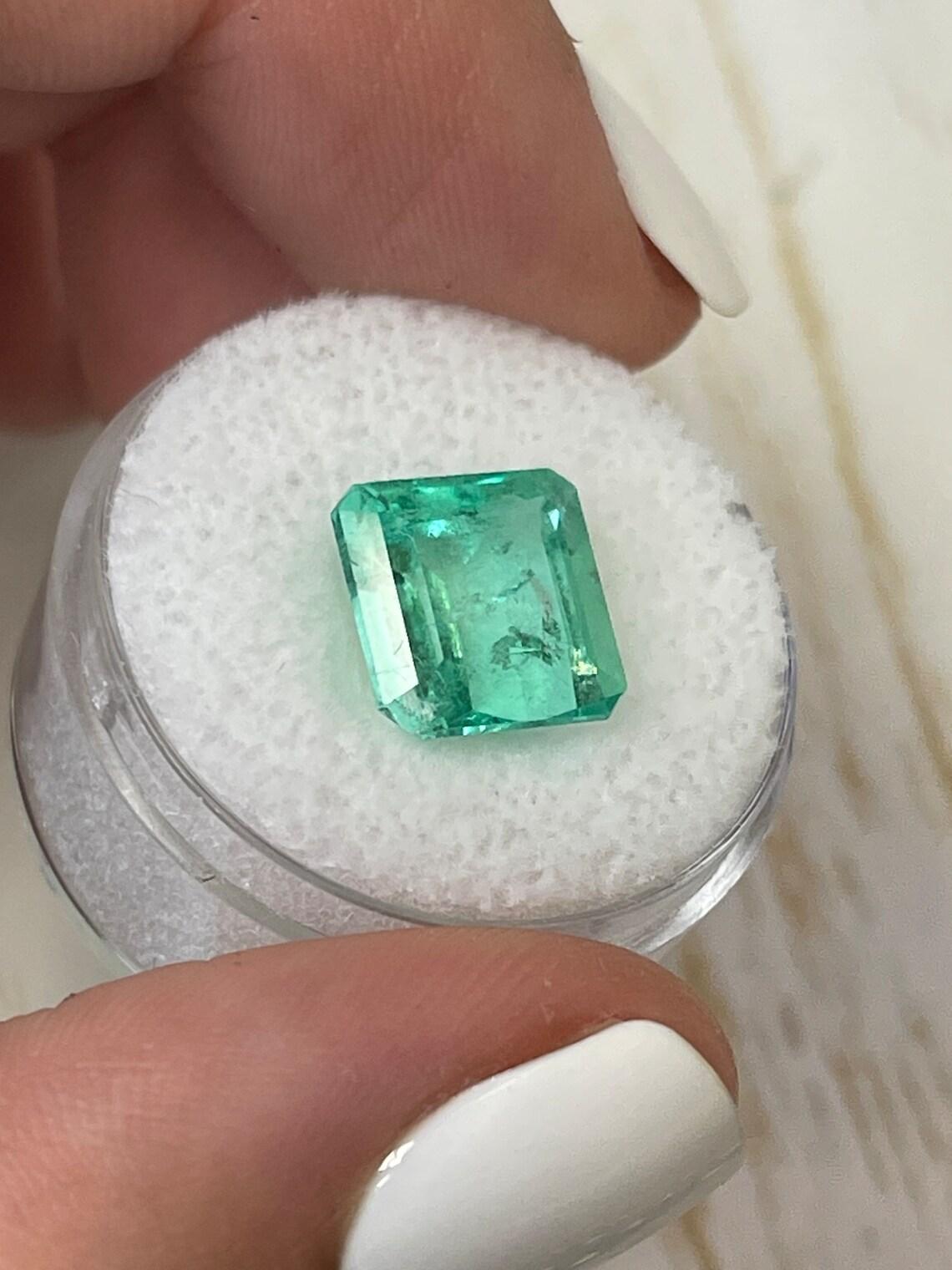 Women's or Men's 5.32ct Glowy Green Asscher Cut Muzo Emerald 10x10 Genuine May Birthstone For Sale