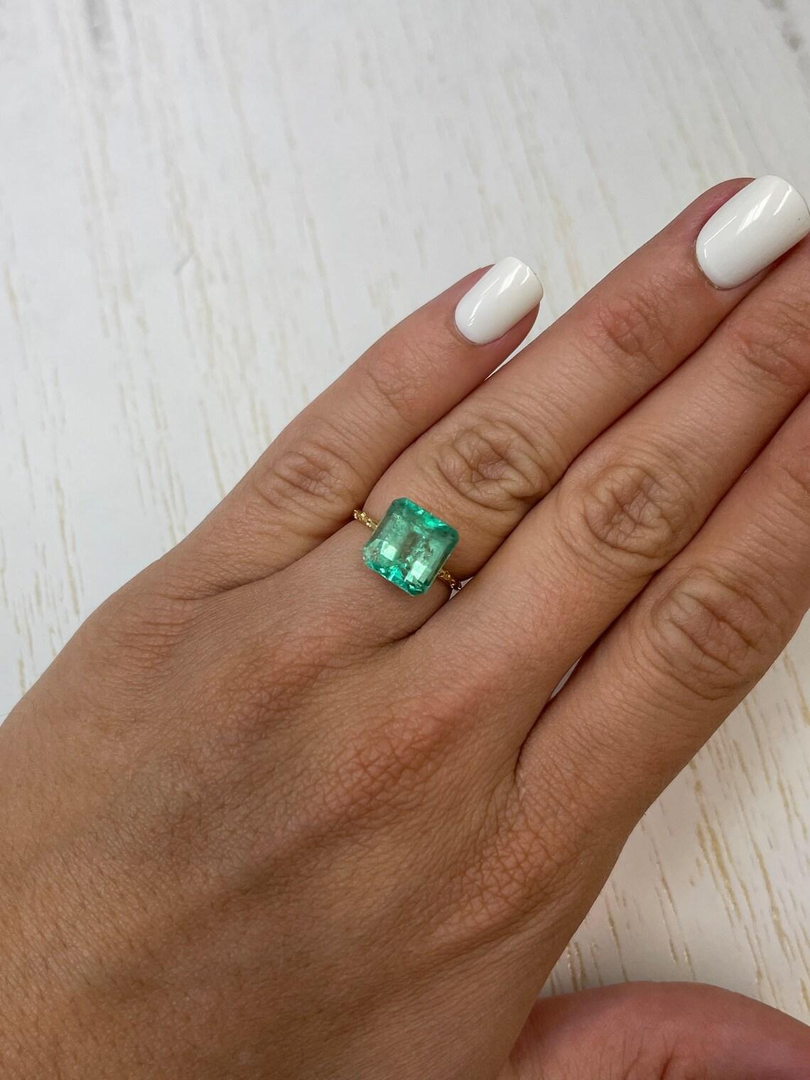 5.32ct Glowy Green Asscher Cut Muzo Emerald 10x10 Genuine May Birthstone For Sale 3
