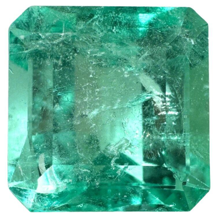 5.32ct Glowy Green Asscher Cut Muzo Emerald 10x10 Genuine May Birthstone