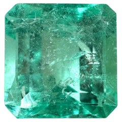 5.32ct Glowy Green Asscher Cut Muzo Emerald 10x10 Genuine May Birthstone