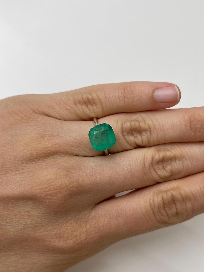 5.33 Carat Earthy Colombian Emerald - Cushion Cut Genuine May Birthstone Gem For Sale 4