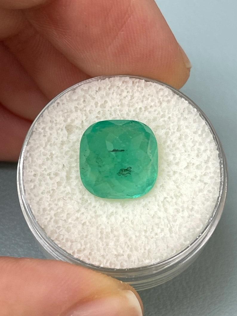 5.33 Carat Earthy Colombian Emerald - Cushion Cut Genuine May Birthstone Gem For Sale 2