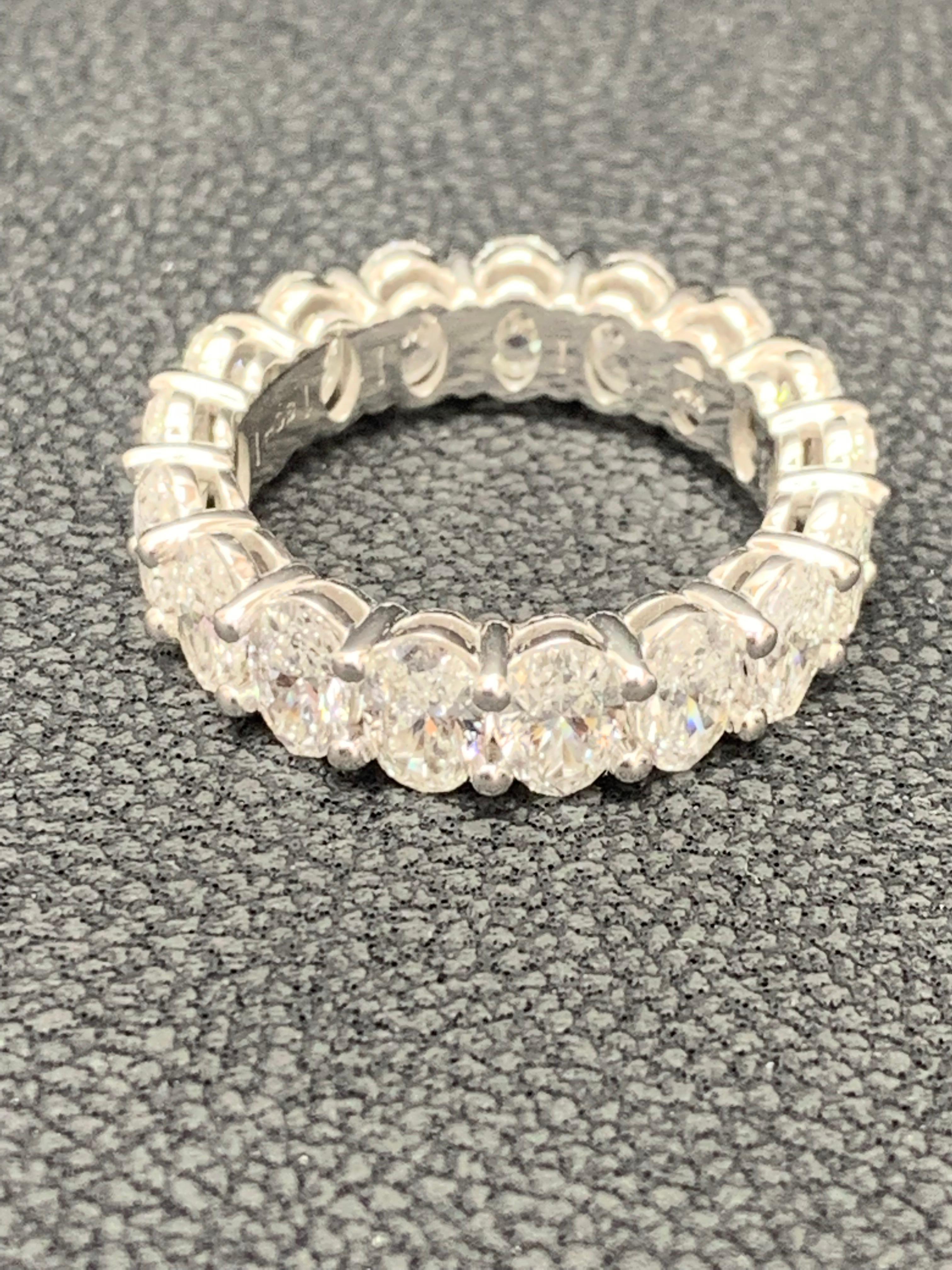 5.33 Carat Oval Cut Diamond Eternity Wedding Band in 14K White Gold For Sale 5