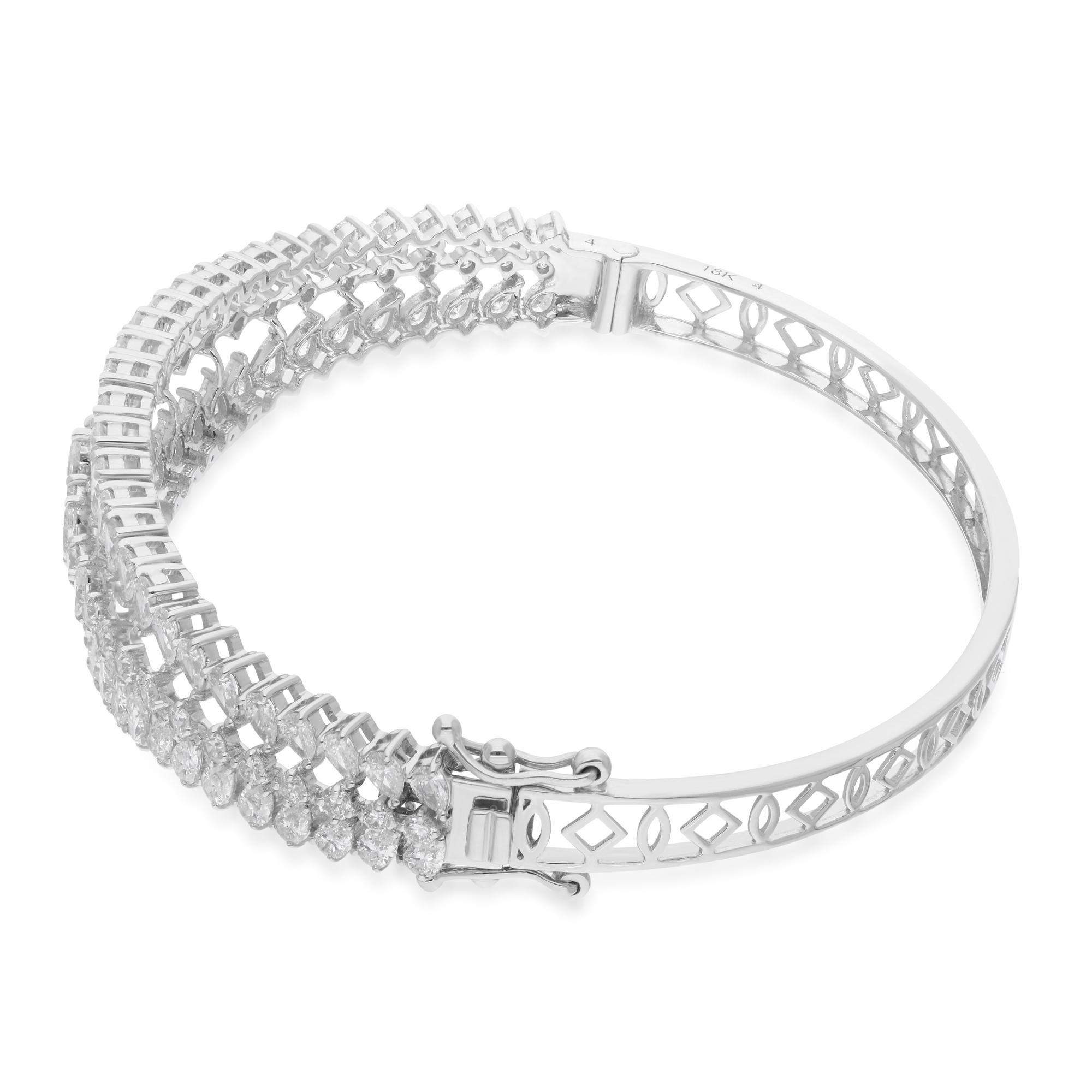 Women's 5.33 Carat SI Clarity HI Color Diamond Cage Bangle Bracelet 14 Karat White Gold For Sale