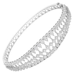 5.33 Carat SI Clarity HI Color Diamond Cage Bangle Bracelet 14 Karat White Gold